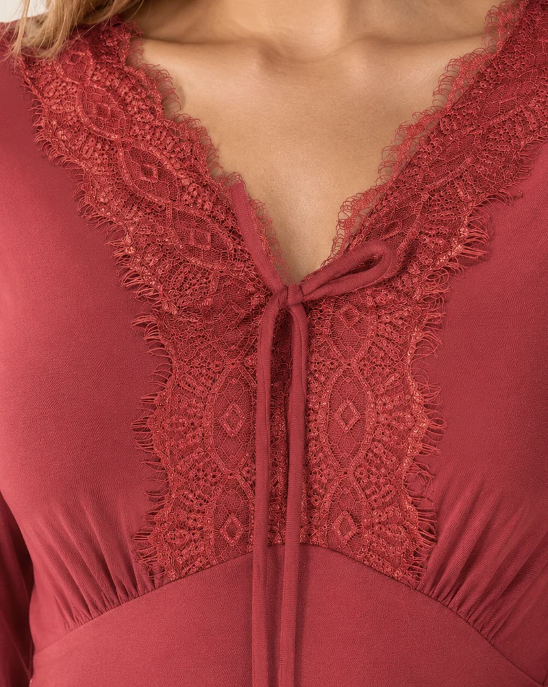 Valleria|100% Viscose V Neck A Line Dress