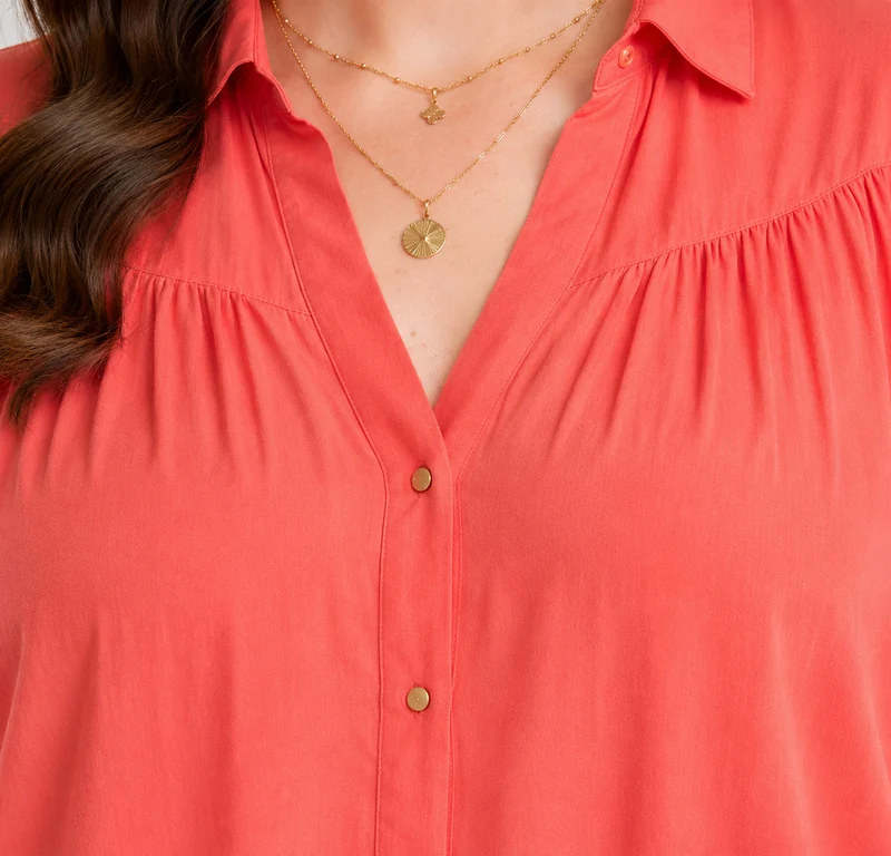 Nerissa|100% Viscose Relaxed Fit Gathered Shirt