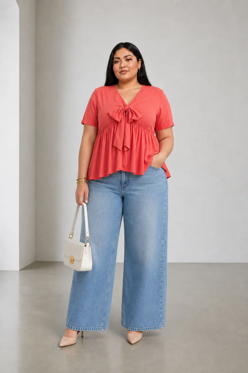 Zorina|100% Viscose Peplum Top