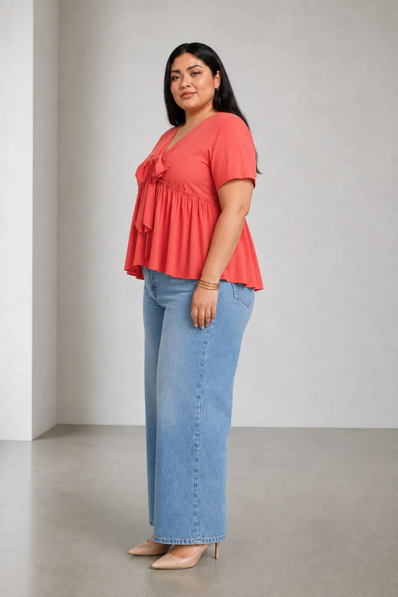 Zorina|100% Viscose Peplum Top