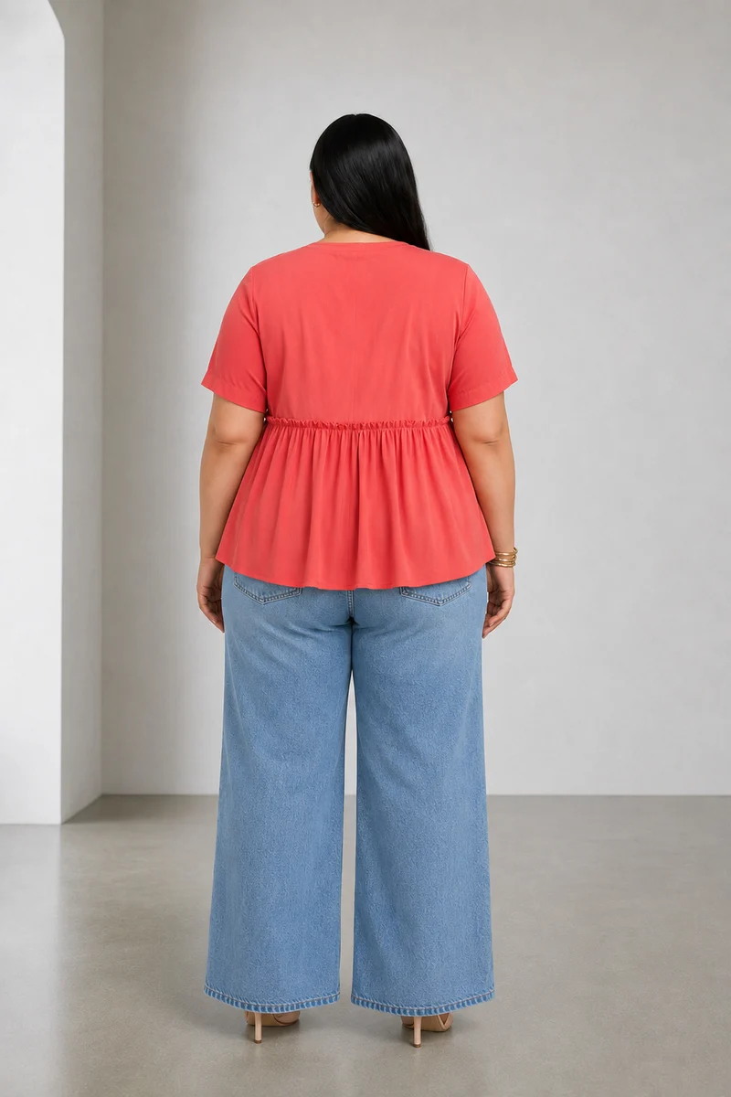 Zorina|100% Viscose Peplum Top