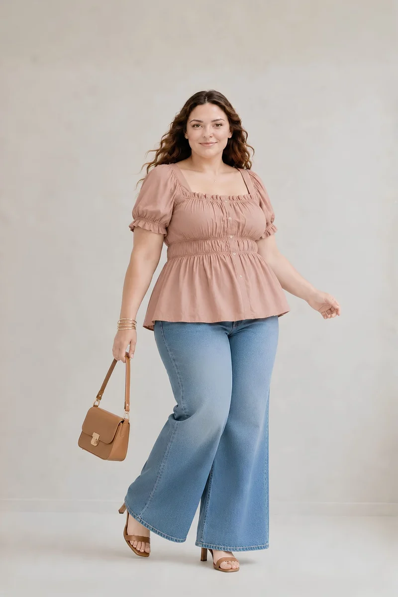 Azelia|100% Viscose Elasticated Peplum Top
