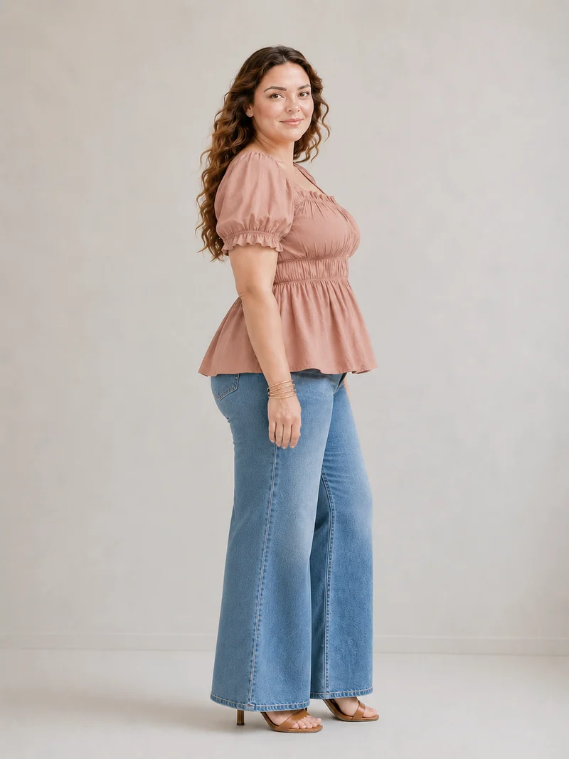 Azelia|100% Viscose Elasticated Peplum Top