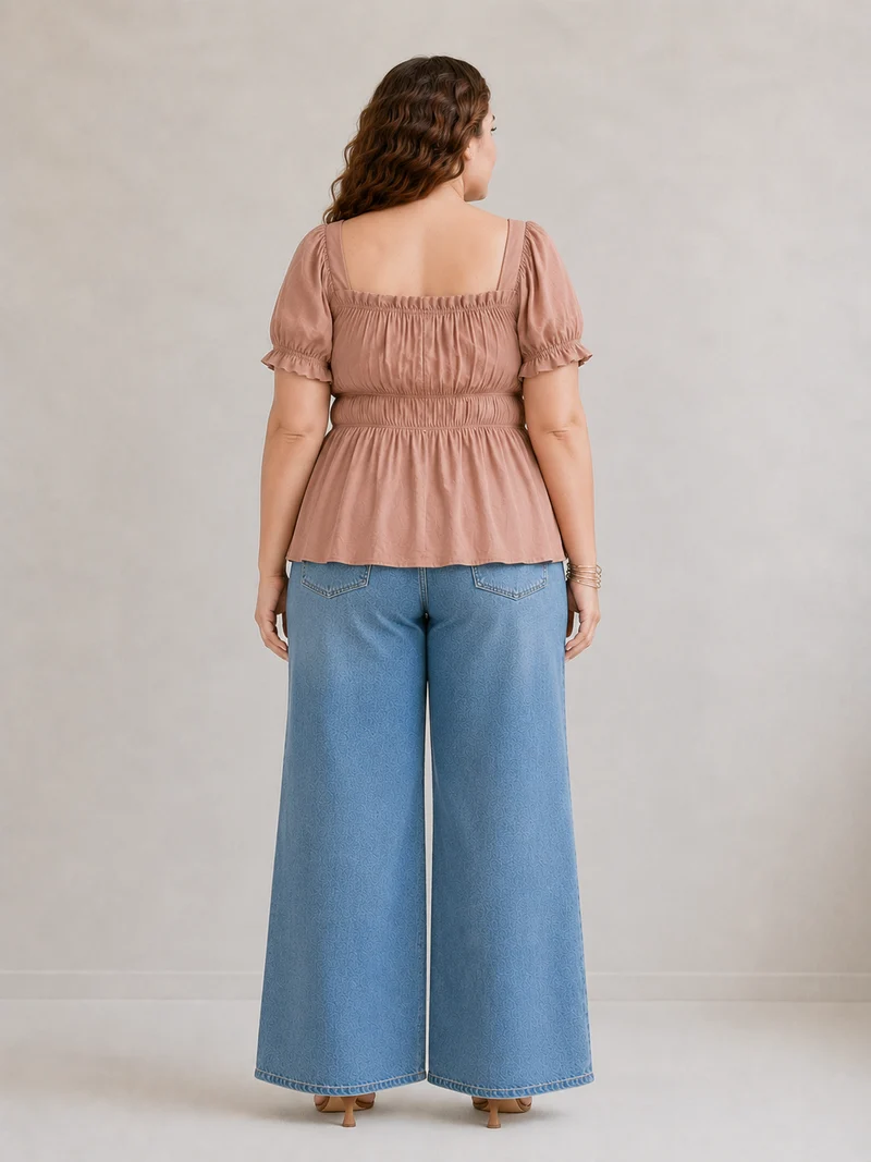 Azelia|100% Viscose Elasticated Peplum Top