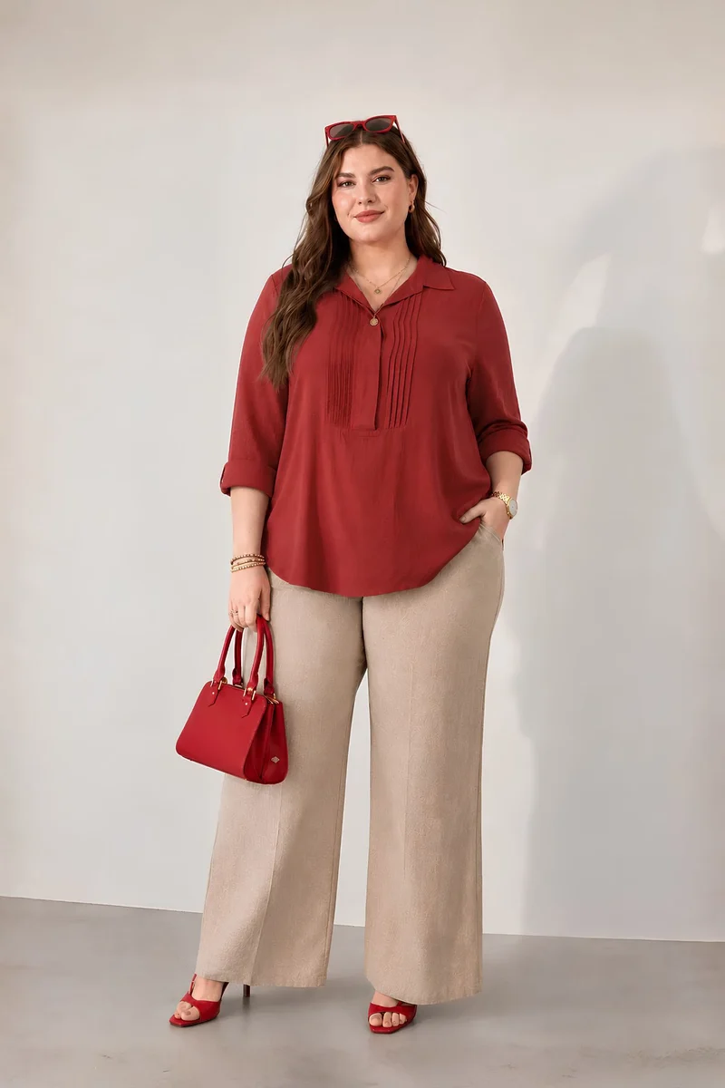 Orelina|100% Viscose Relaxed Fit Shirt