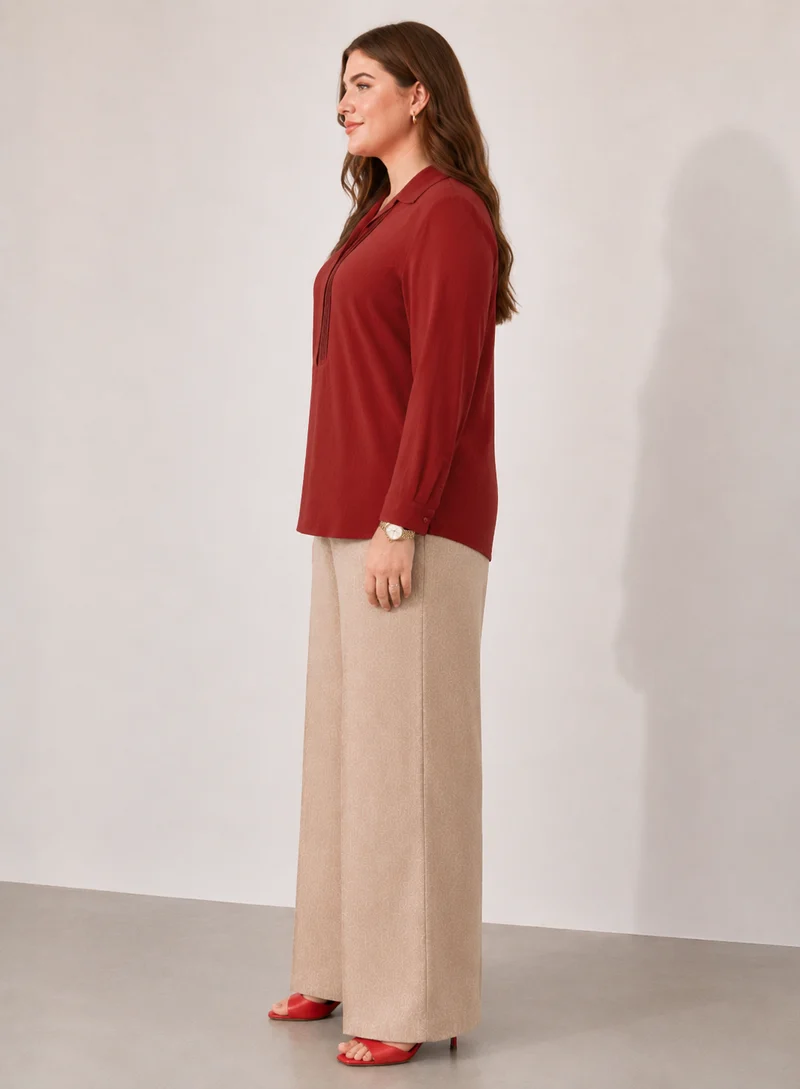 Orelina|100% Viscose Relaxed Fit Shirt