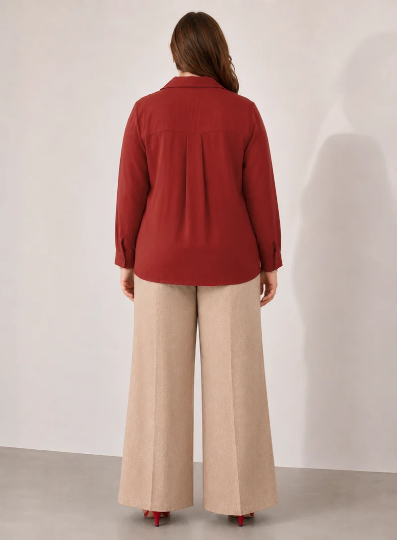 Orelina|100% Viscose Relaxed Fit Shirt