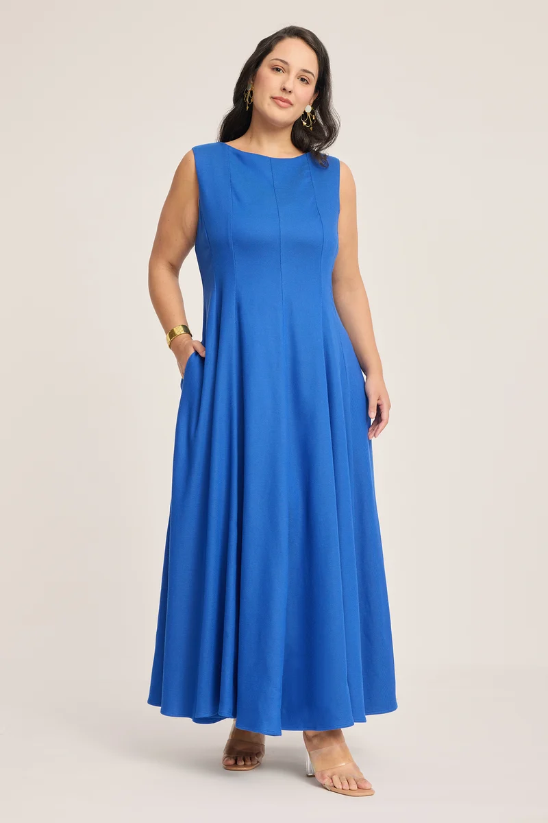 Zenaida|100% Viscose Fit & Flared Maxi Dress