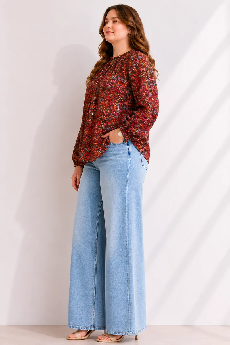 Elowyn|100% Viscose Top With Raglan Sleeves