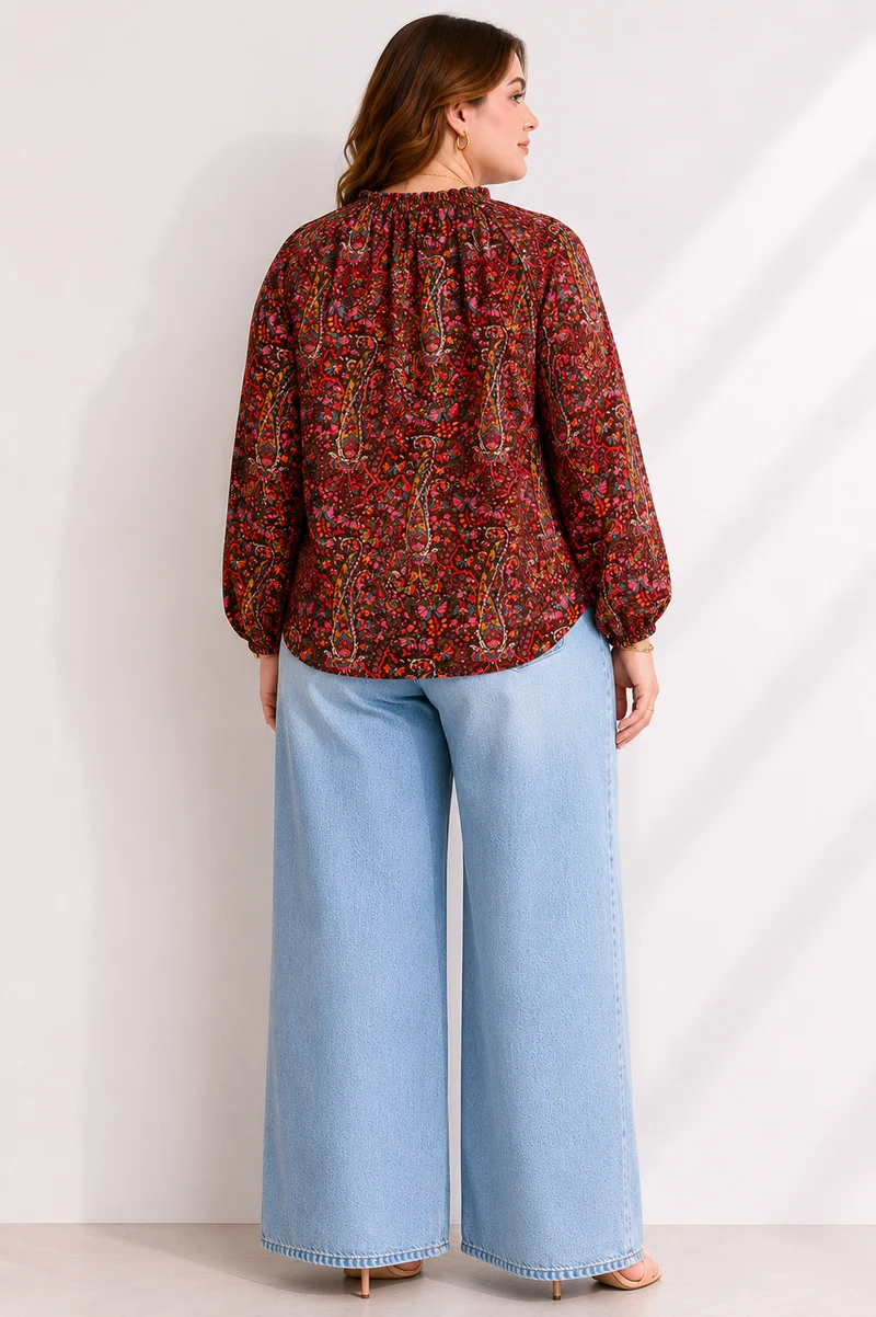 Elowyn|100% Viscose Top With Raglan Sleeves