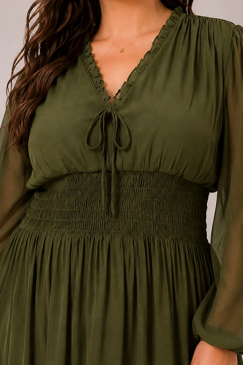 Arlena|100% Viscose V-Neck Tiered Maxi Dress