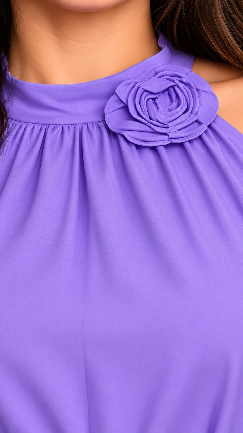 Cressida|100% Viscose Halter Mini Dress