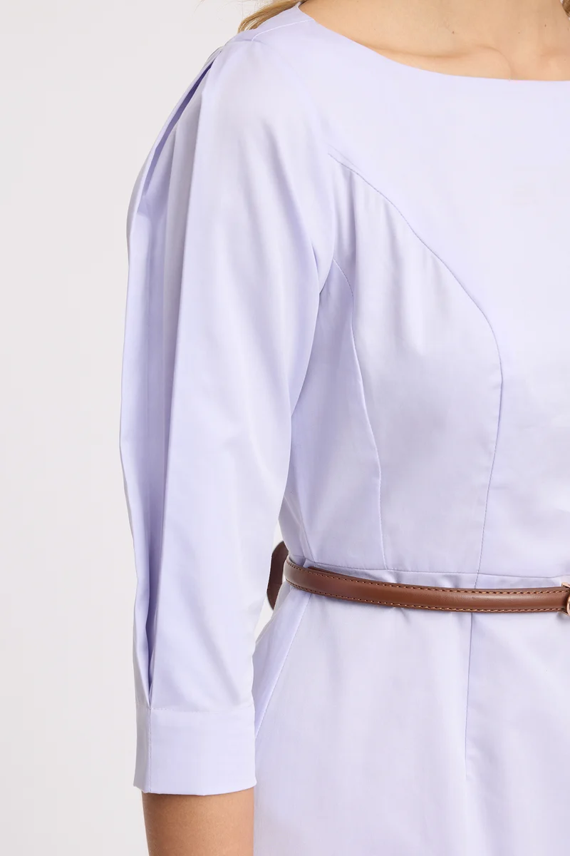 Hanu|100% Cotton Boat Neck Midi Dress