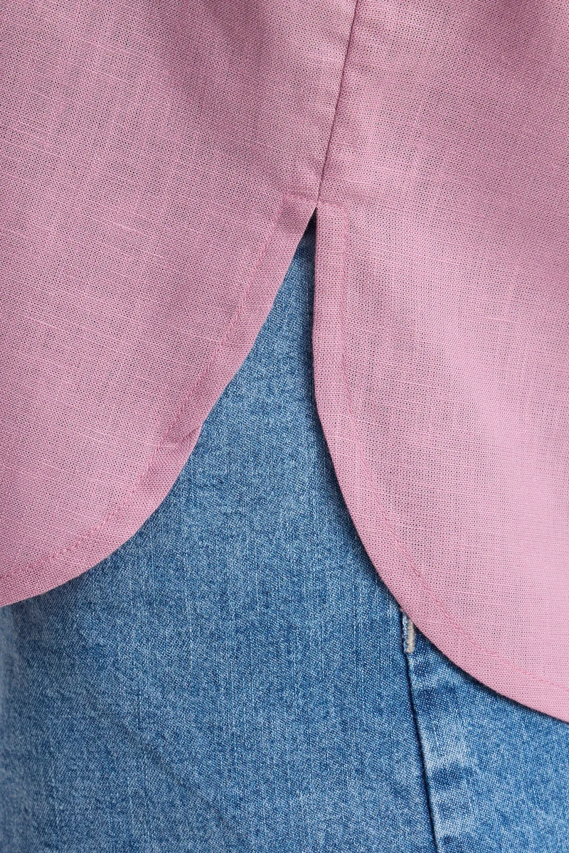 Muai|Linen Half Placket Oversized Top