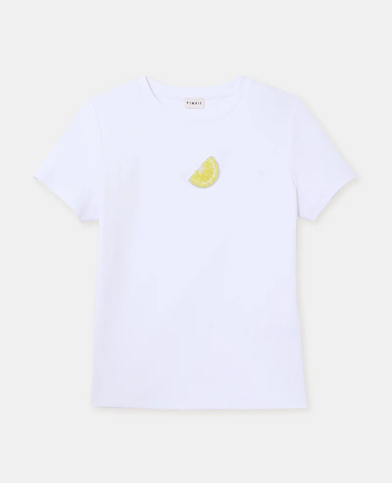 T-shirt ajusté avec patch citron