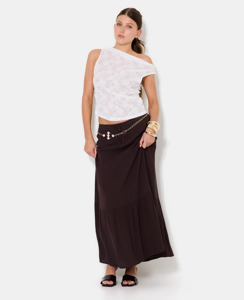 Top sans manches effet jacquard motif fleurs