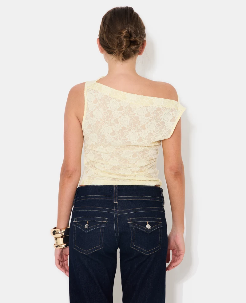 Top sans manches effet jacquard motif fleurs