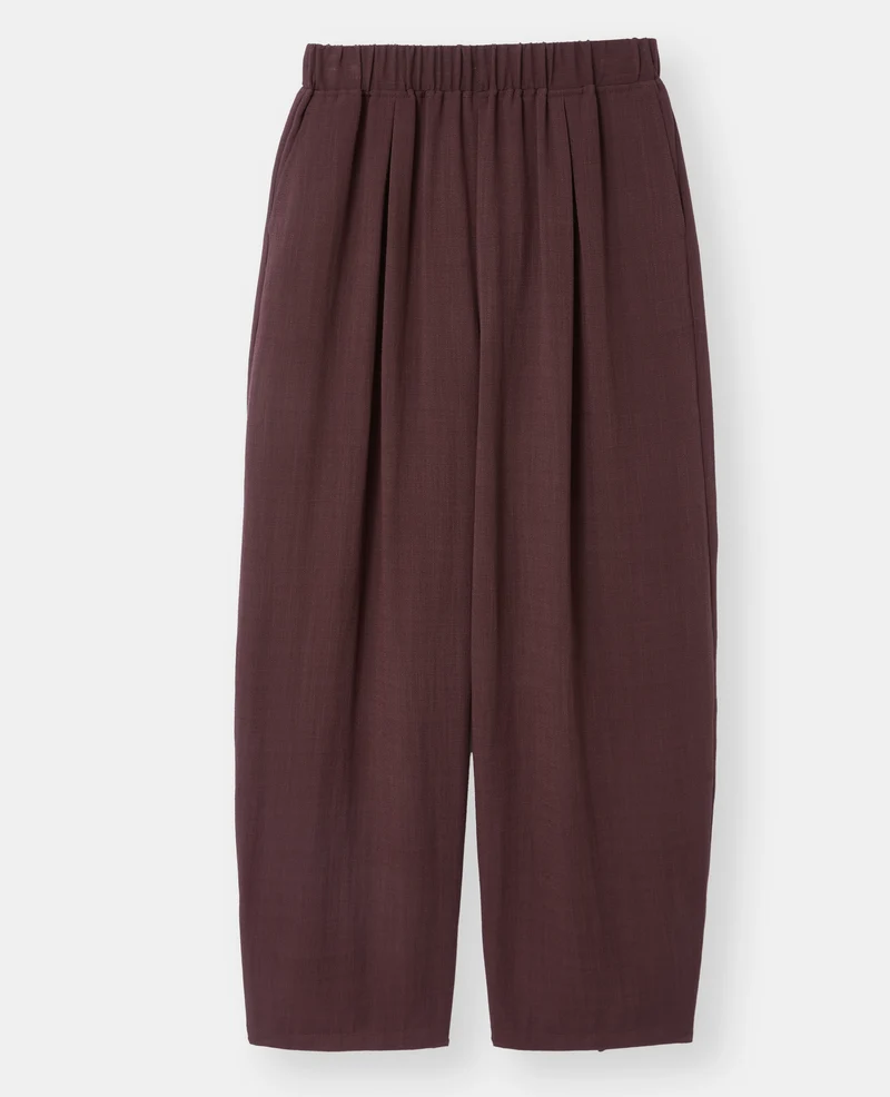Pantalon barrel en tissu effet lin