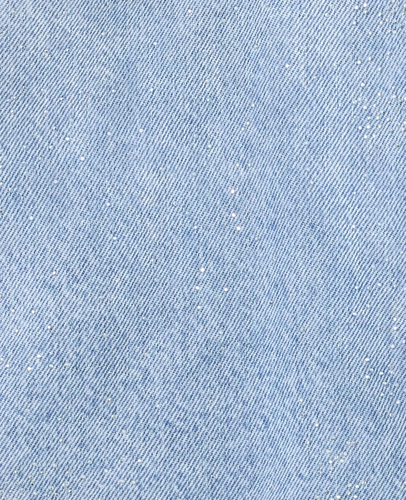 Short en jean taille haute avec mini strass