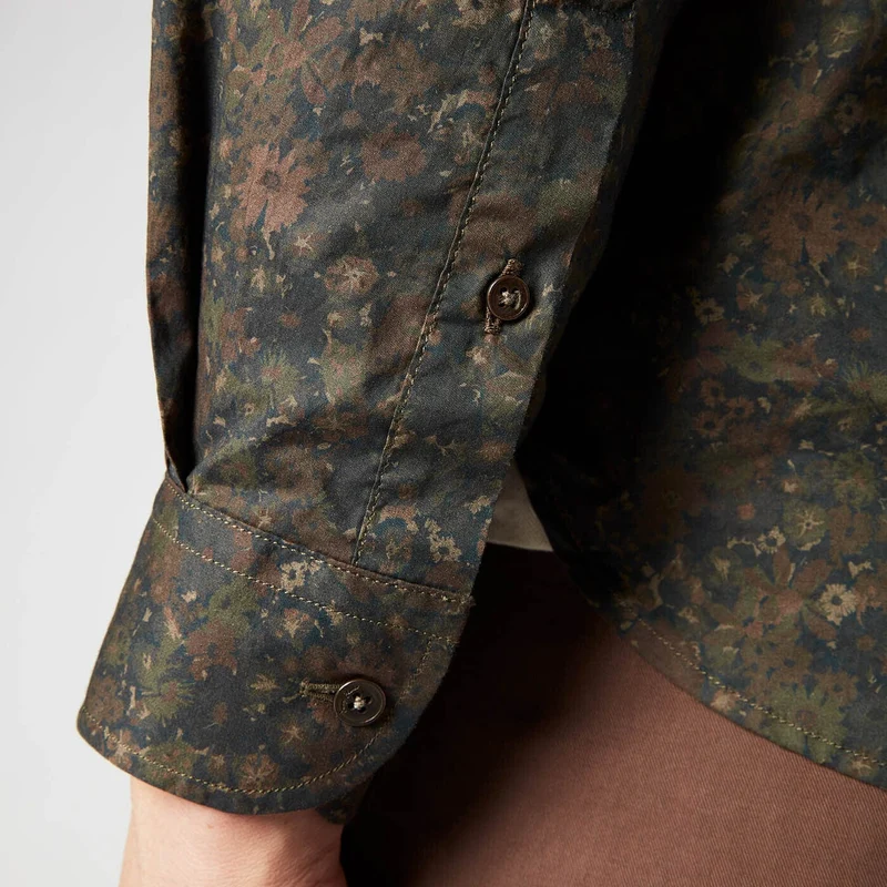 Chemise Manches Longues À Motif Fleur Fantaisie