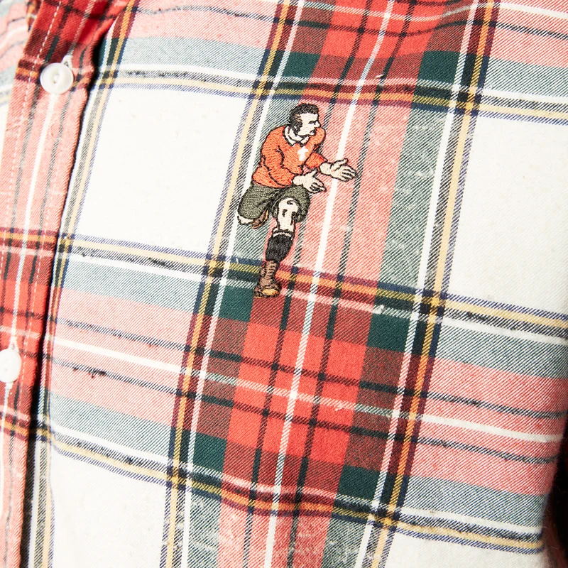 Chemise manches longues à carreaux rouge en coton