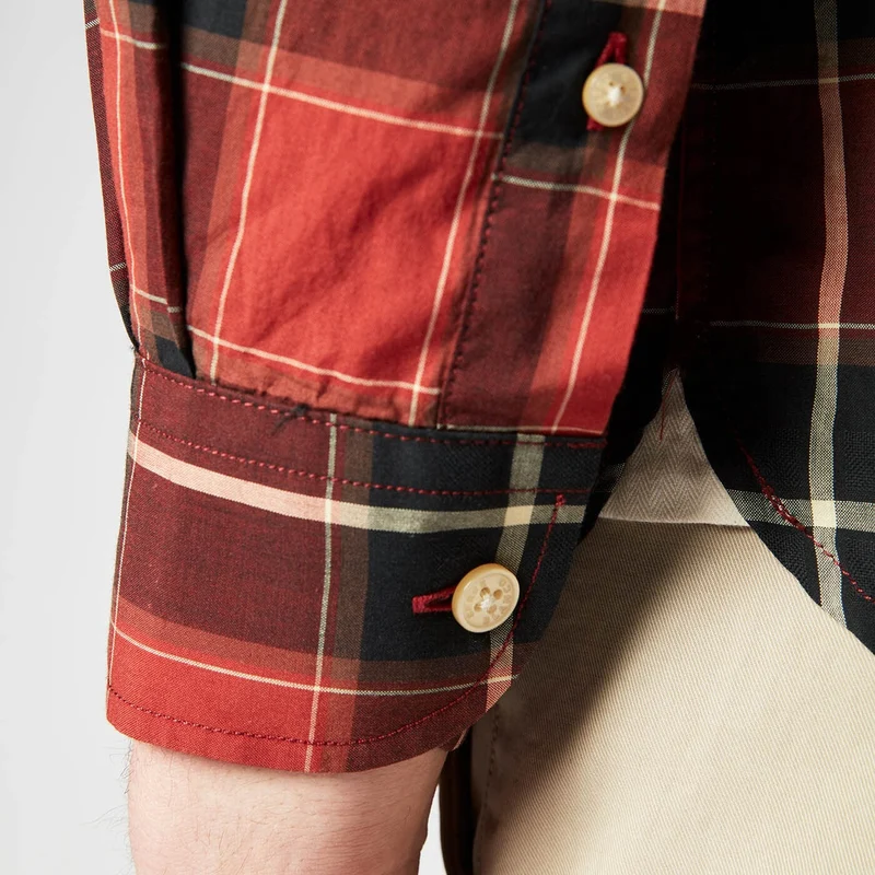 Chemise rouge à carreaux manches longues en coton