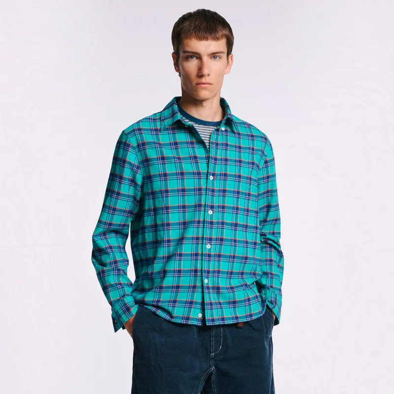 Au Vieux Campeur - Chemise Elmer Flanelle - Vert & Marine