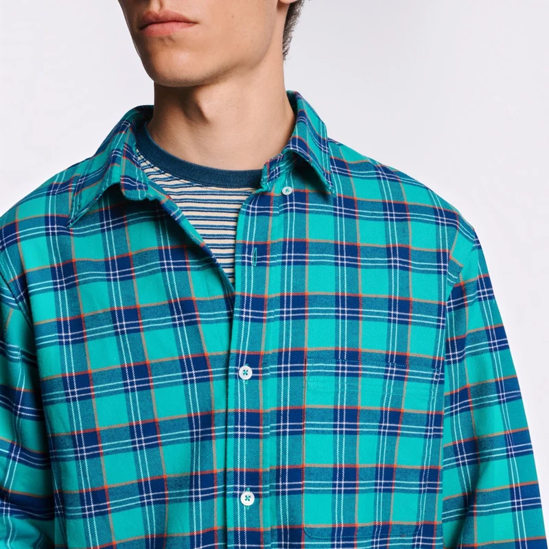 Au Vieux Campeur - Chemise Elmer Flanelle - Vert & Marine