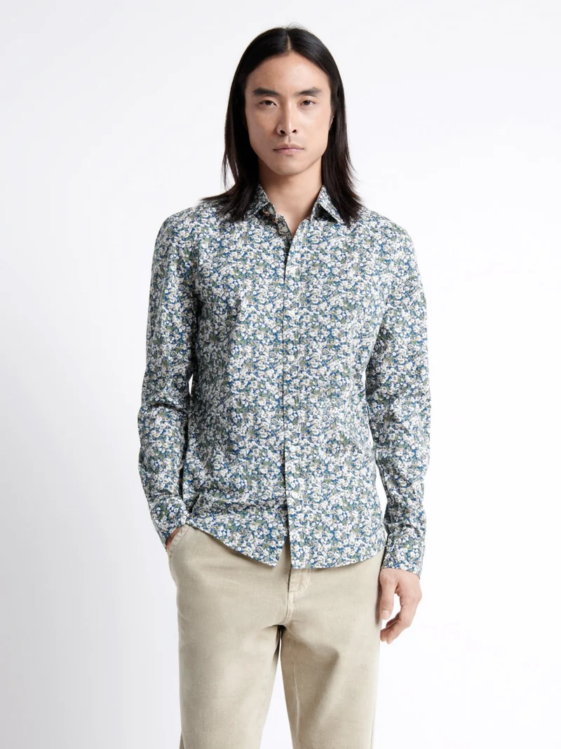 Chemise en coton mélangé fleurie