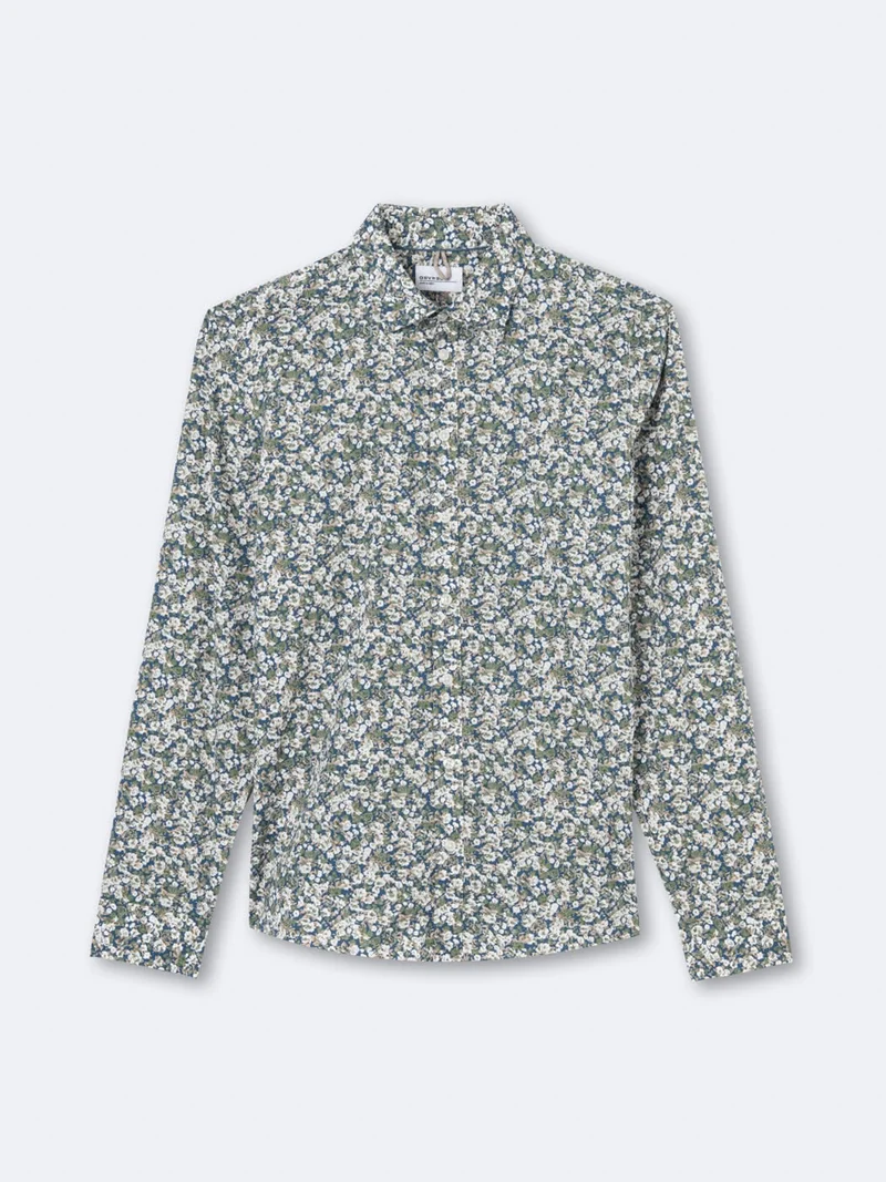 Chemise en coton mélangé fleurie