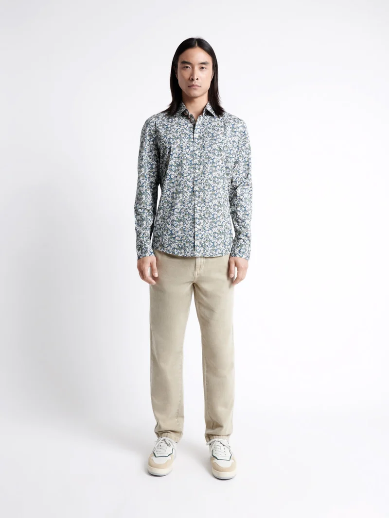Chemise en coton mélangé fleurie