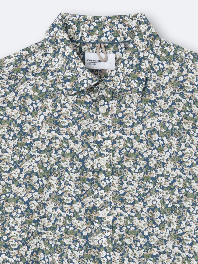 Chemise en coton mélangé fleurie