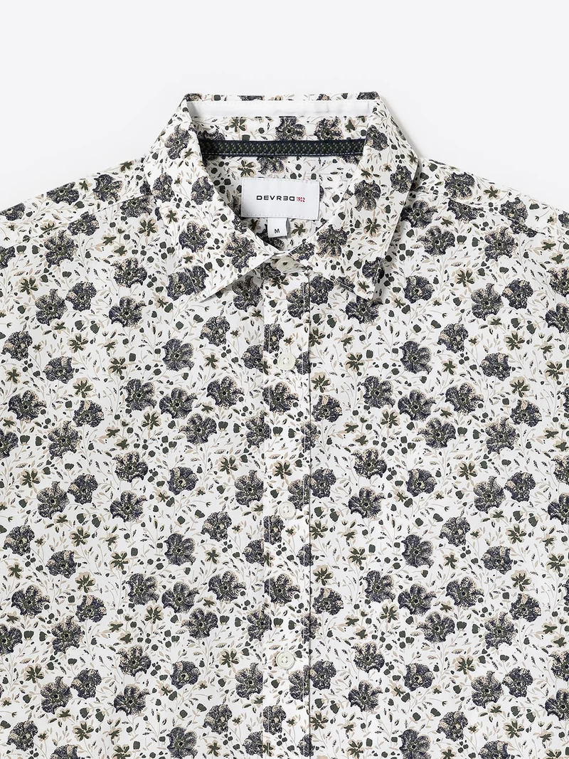 Chemise fleurie en popeline 100% coton