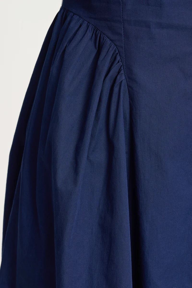 Kanuki|100% Cotton Gathered Shirt Midi Dress