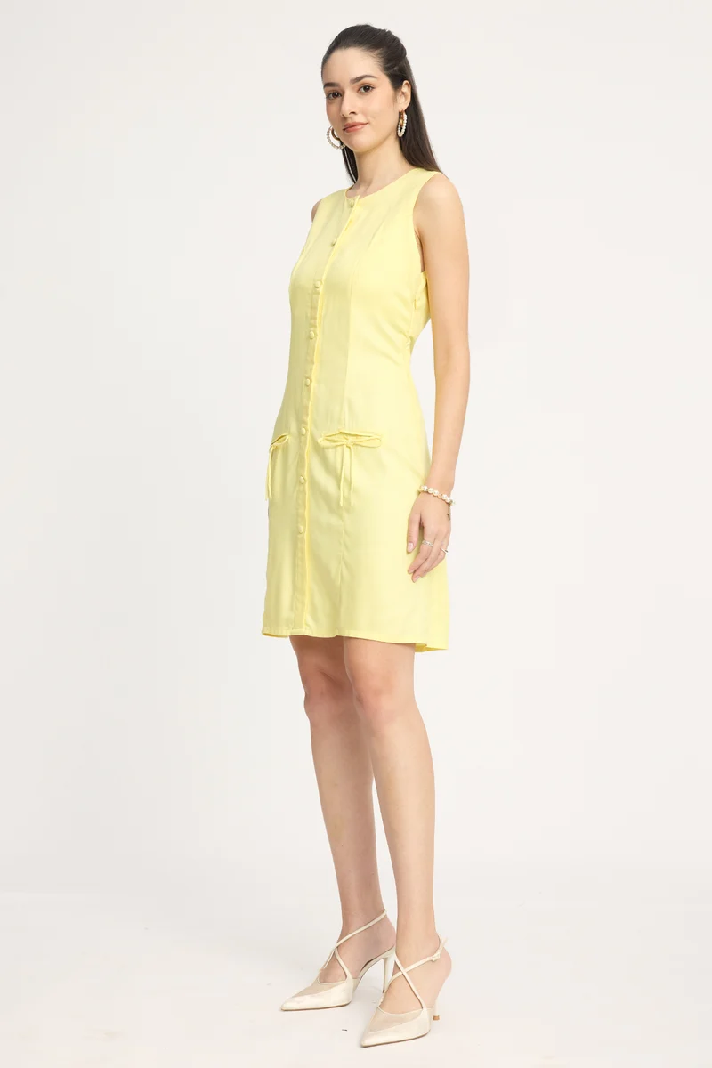 Janae|100% Viscose Button Down Sheath Dress