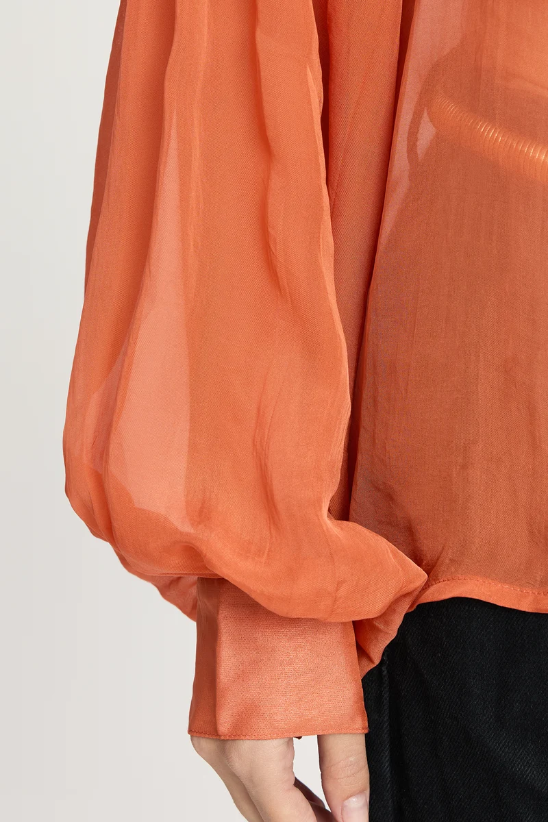 Kisnny|100% Viscose Balloon Sleeve Shirt