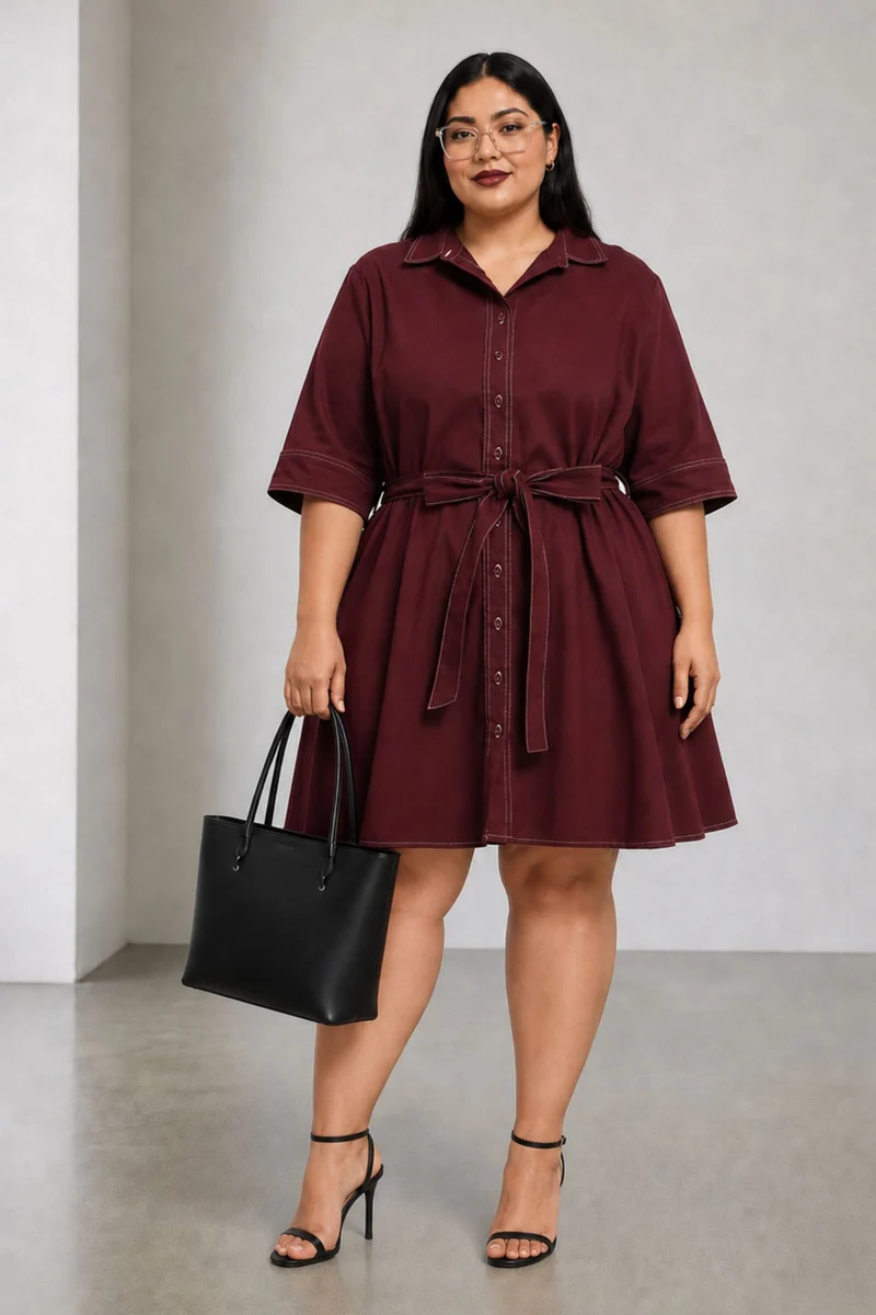 Estelle|100% Cotton Aline Belted Dress