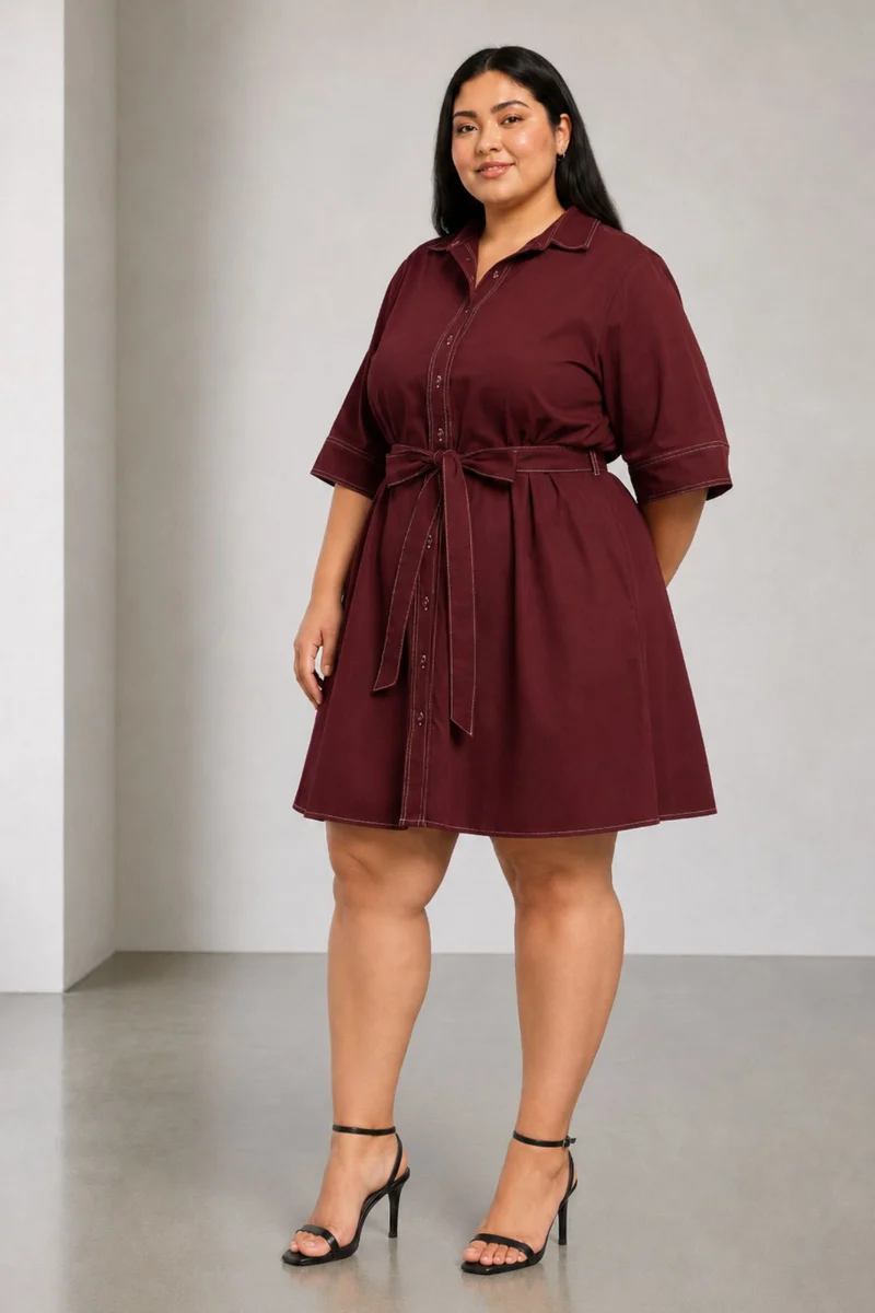 Estelle|100% Cotton Aline Belted Dress