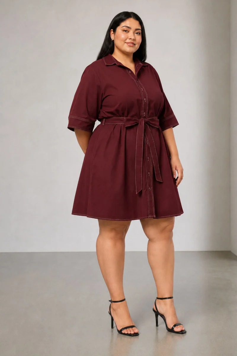 Estelle|100% Cotton Aline Belted Dress