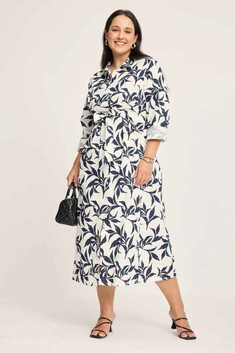 Tatiana|100% Cotton Fit & Flare Shirt Dress