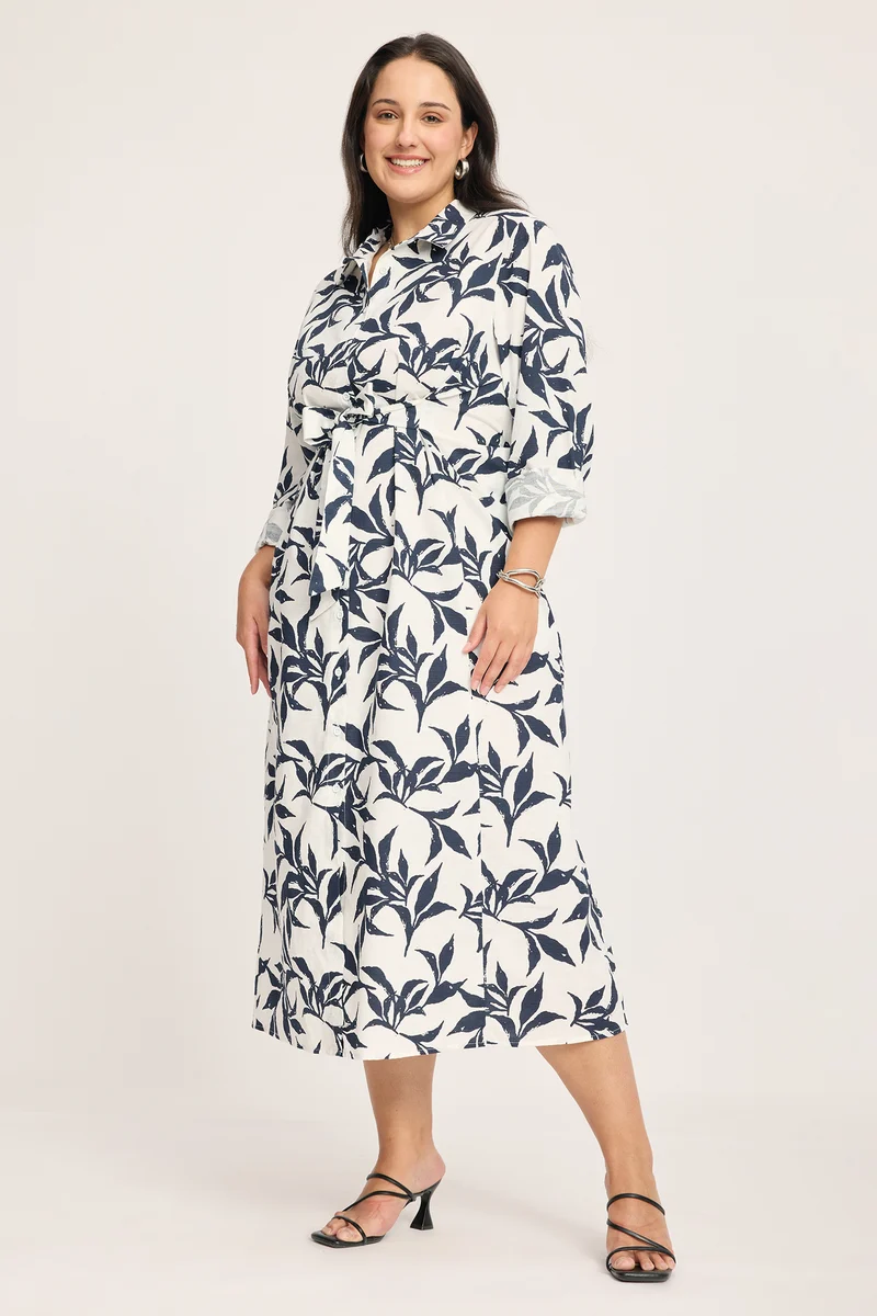 Tatiana|100% Cotton Fit & Flare Shirt Dress