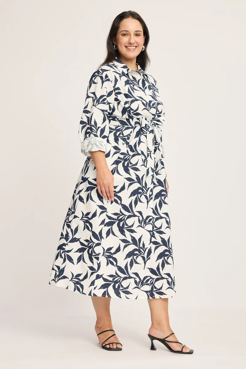 Tatiana|100% Cotton Fit & Flare Shirt Dress