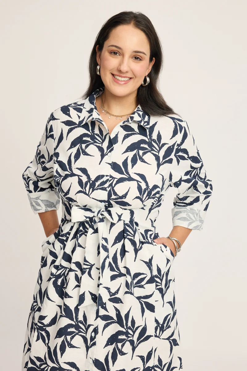 Tatiana|100% Cotton Fit & Flare Shirt Dress