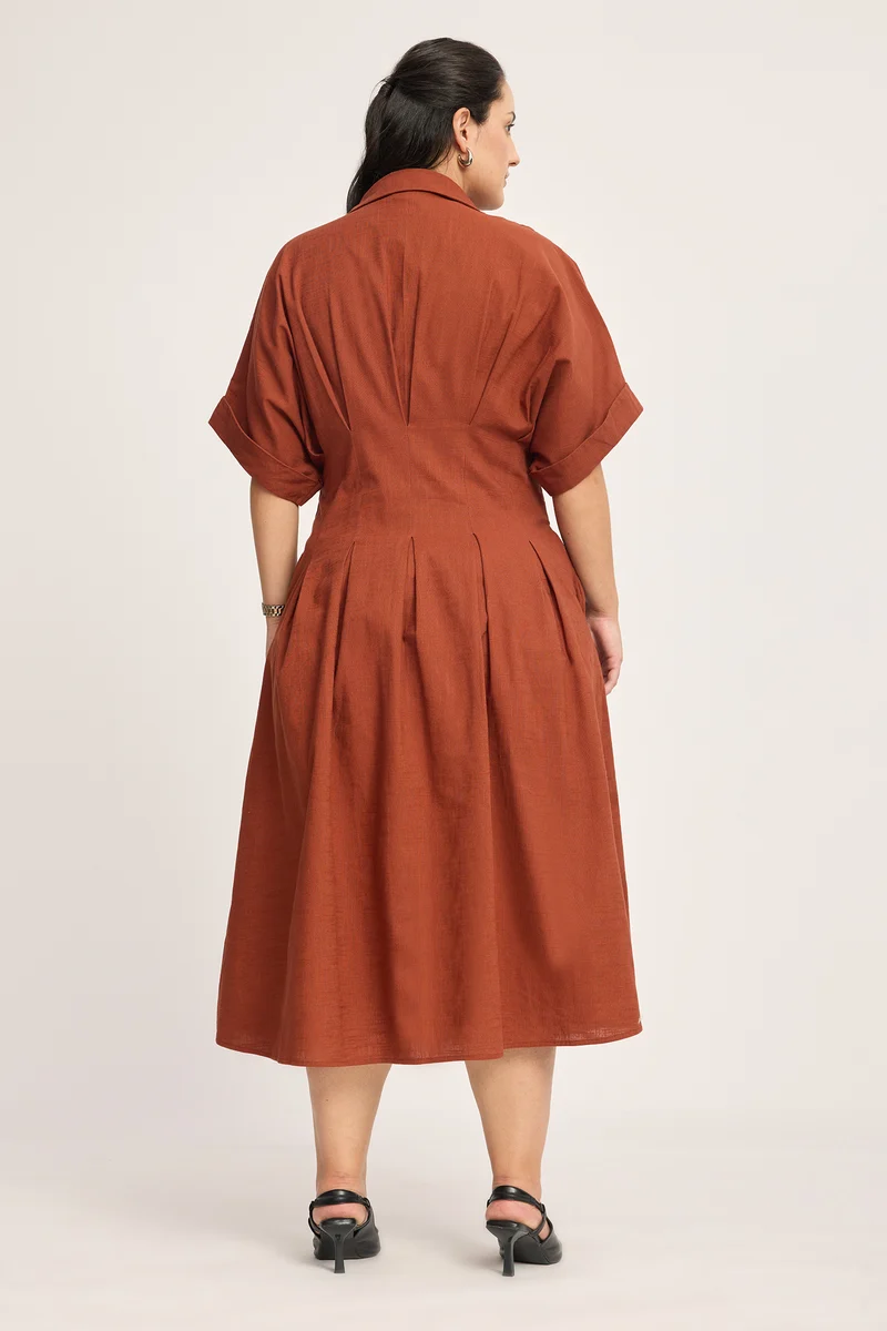 Delphine|100% Cotton Double Belted Midi Dress