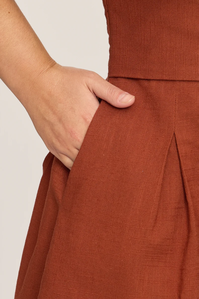 Delphine|100% Cotton Double Belted Midi Dress