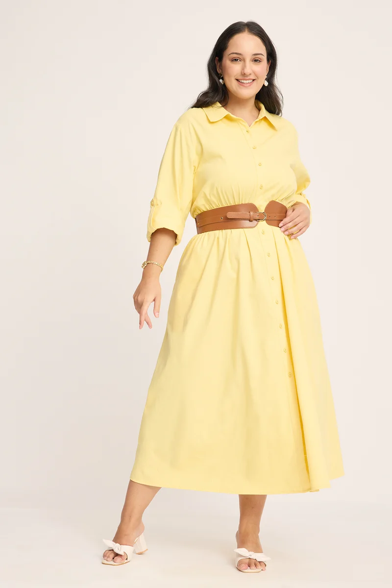 Pauline|100% Cotton Fit & Flare Shirt Dress