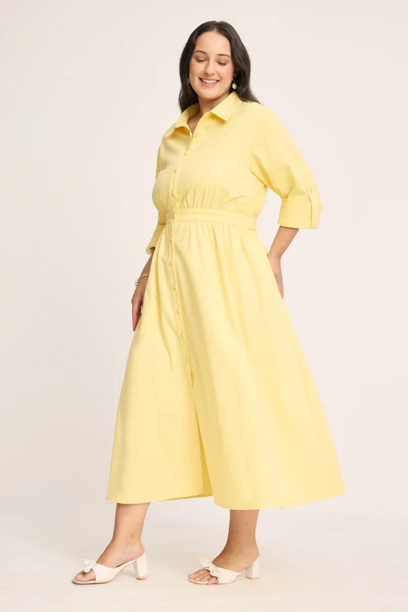 Pauline|100% Cotton Fit & Flare Shirt Dress