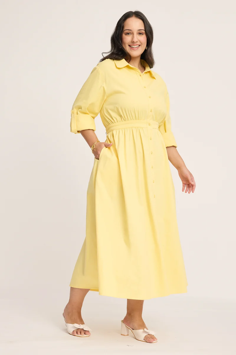 Pauline|100% Cotton Fit & Flare Shirt Dress