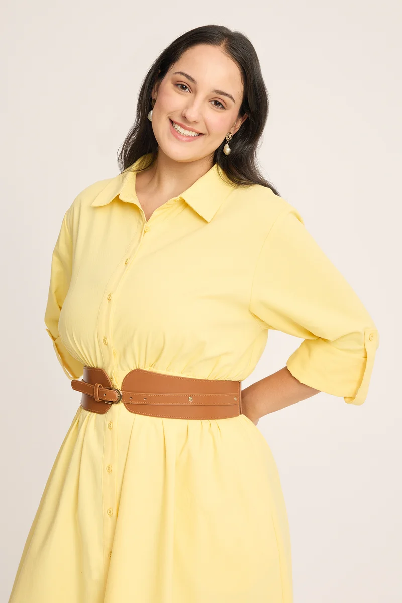 Pauline|100% Cotton Fit & Flare Shirt Dress