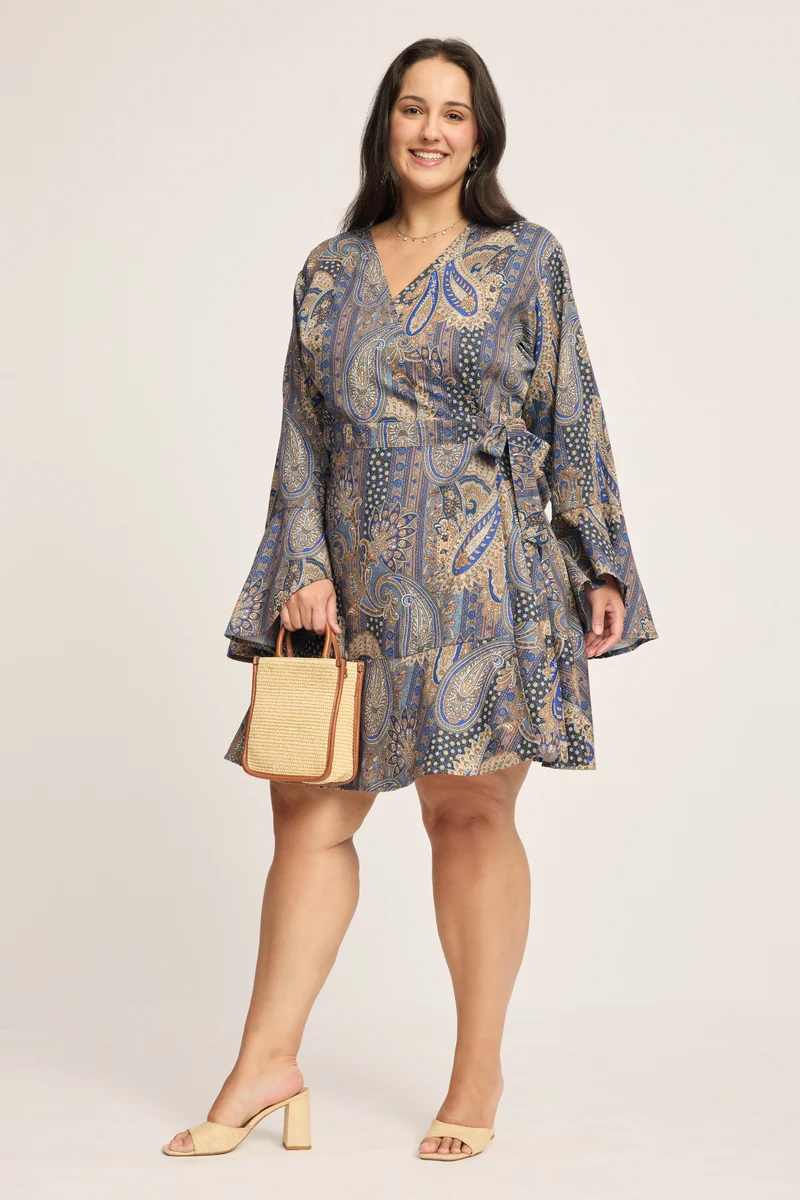 Violetta|100% Viscose Mini Wrap Dress
